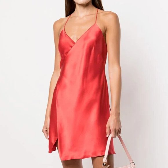 Michelle Mason Little Red Dress Wrap Minidress in Scarlet Silk - Picture 14 of 14